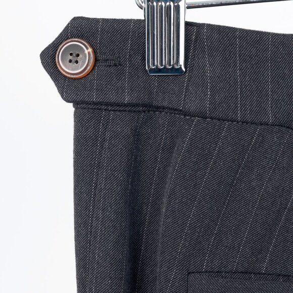 Brunello Cucinelli Grey Wool-Blend Pinstripe Knee-Detail Trousers - Picture 8 of 14